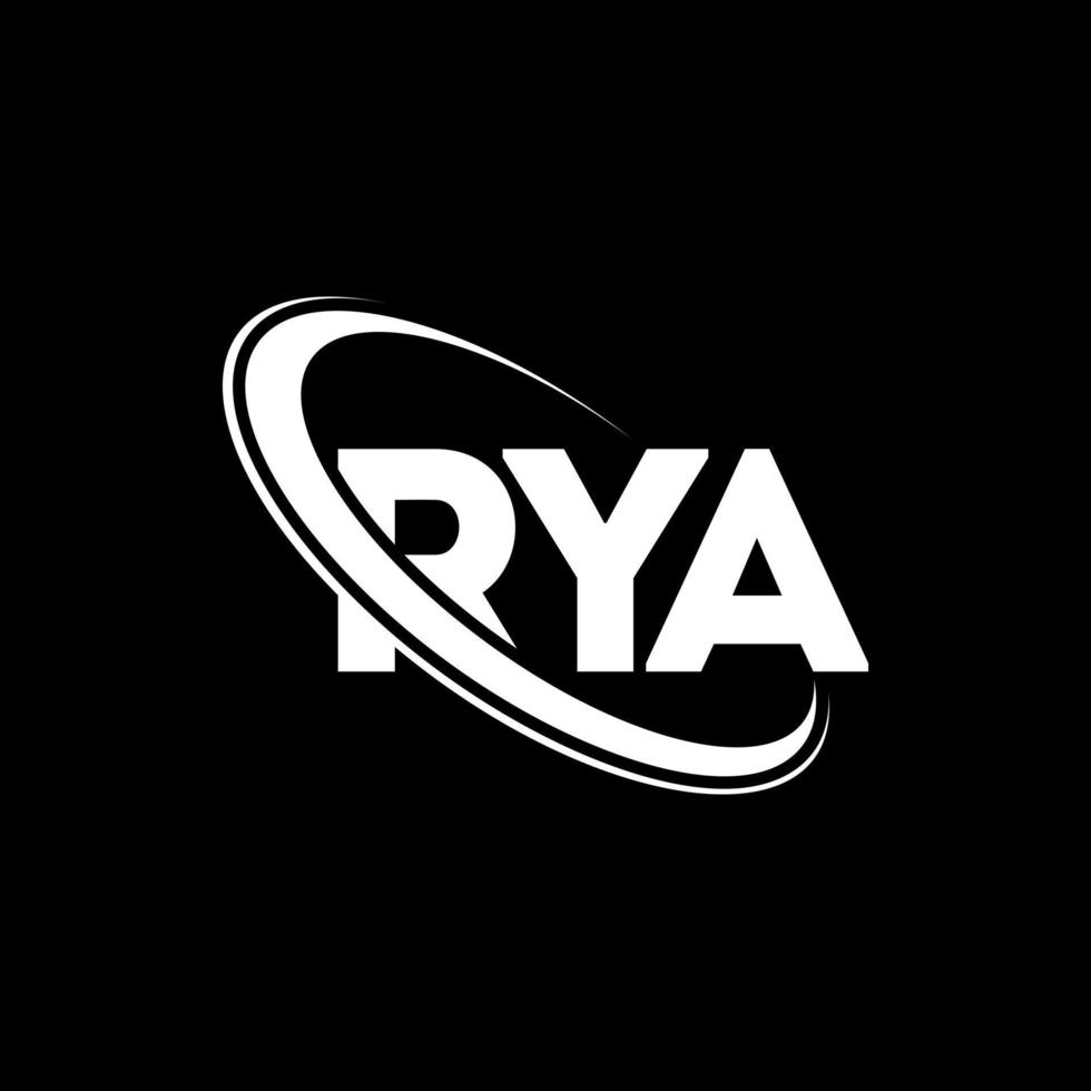 logotipo de rya. letra ria. diseño del logotipo de la letra rya. logotipo de las iniciales rya vinculado con un círculo y un logotipo de monograma en mayúsculas. tipografía rya para tecnología, negocios y marca inmobiliaria. vector