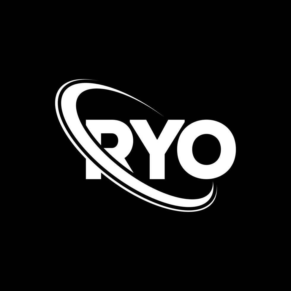 logotipo de ryo. carta de rio. diseño del logotipo de la letra ryo. logotipo de las iniciales ryo vinculado con un círculo y un logotipo de monograma en mayúsculas. tipografía ryo para tecnología, negocios y marca inmobiliaria. vector