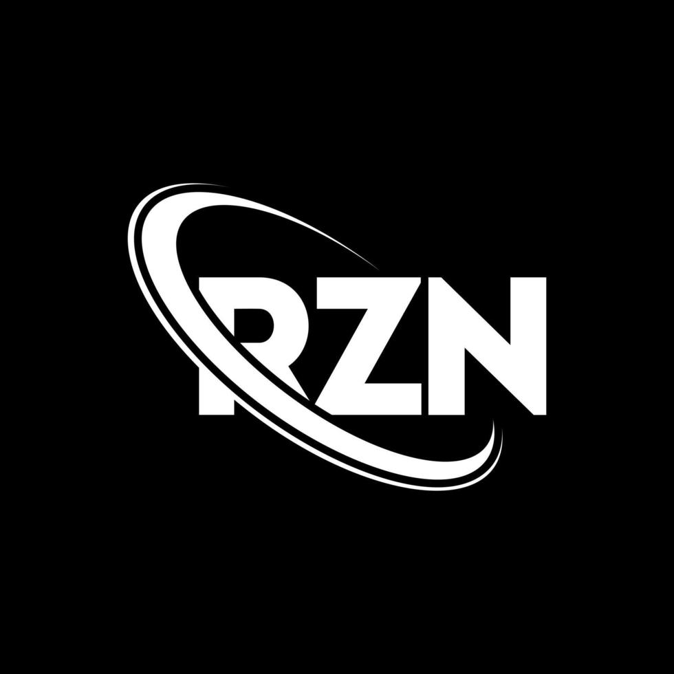 logotipo de rzn. letra rzn. diseño del logotipo de la letra rzn. logotipo de iniciales rzn vinculado con círculo y logotipo de monograma en mayúsculas. tipografía rzn para tecnología, negocios y marca inmobiliaria. vector