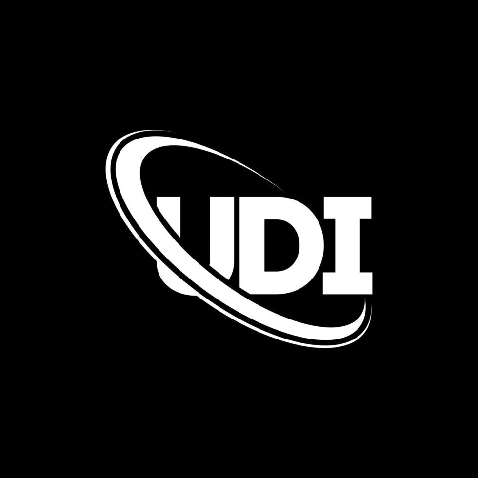 logotipo de udi. letra ud. diseño de logotipo de letra udi. logotipo de las iniciales udi enlazado con un círculo y un monograma en mayúsculas. tipografía udi para tecnología, negocios y marca inmobiliaria. vector