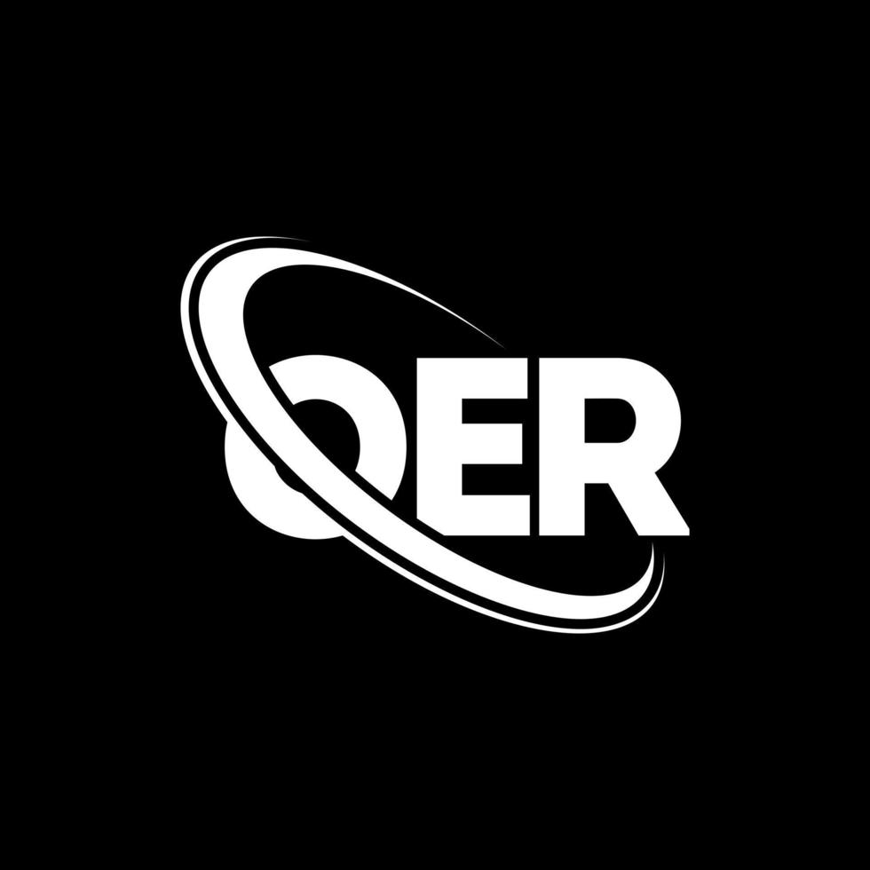 nuestro logo. oer carta. diseño del logotipo de la carta oer. iniciales del logotipo del oer enlazadas con un círculo y un logotipo del monograma en mayúsculas. oer tipografía para tecnología, negocios y marca inmobiliaria. vector