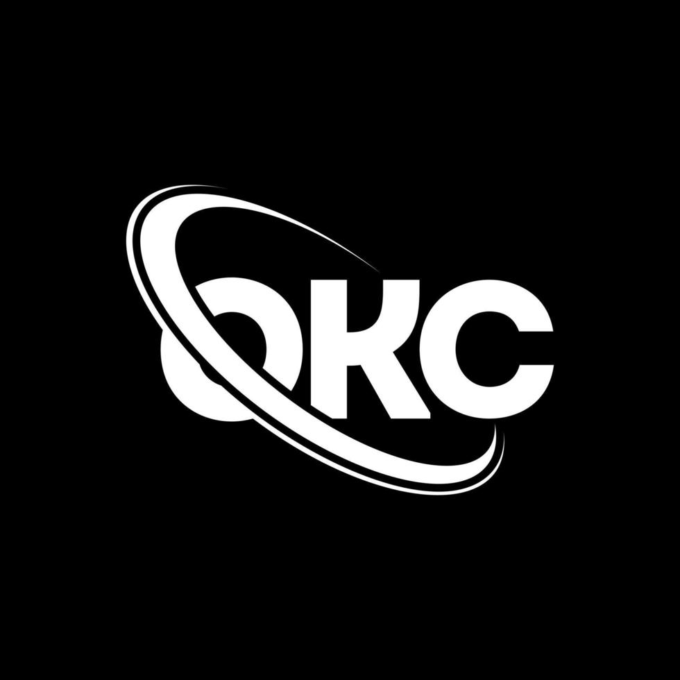 logotipo de ok. ok carta. diseño del logotipo de la letra okc. logotipo de las iniciales okc vinculado con el círculo y el logotipo del monograma en mayúsculas. tipografía okc para tecnología, negocios y marca inmobiliaria. vector