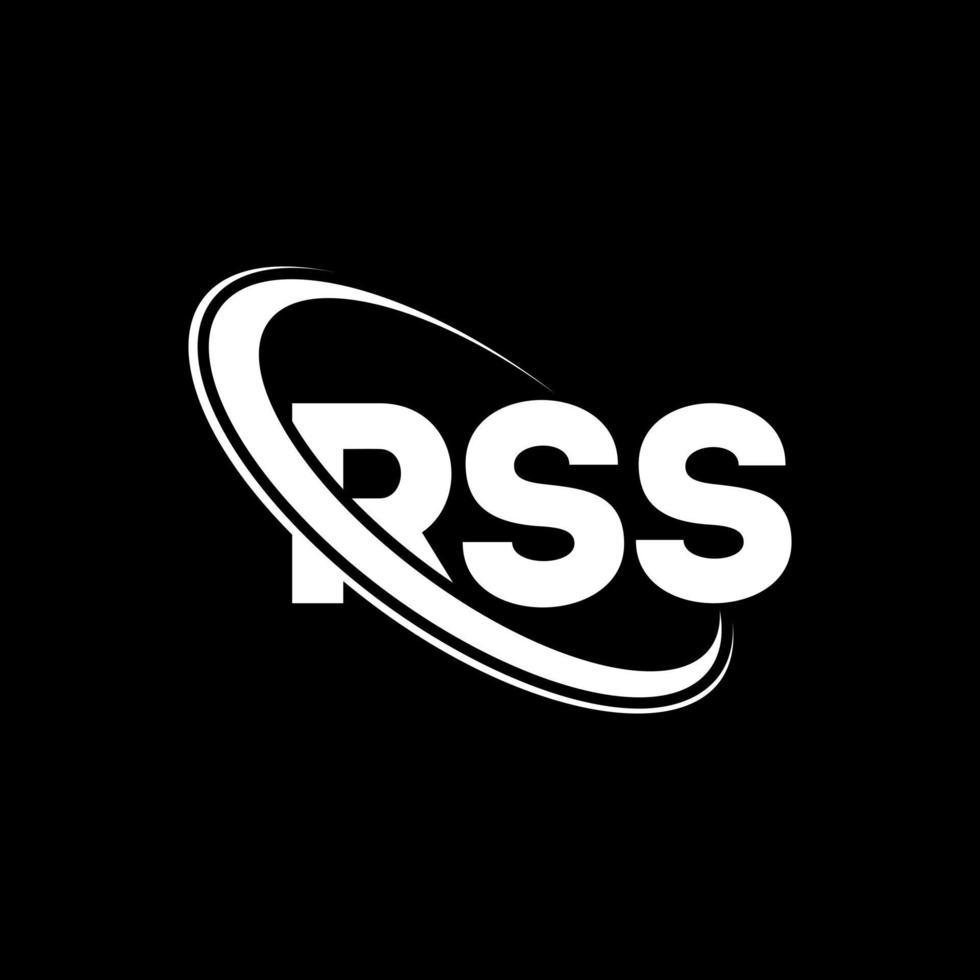 logotipo de rss. letra rss. diseño del logotipo de la letra rss. logotipo de iniciales rss vinculado con círculo y logotipo de monograma en mayúsculas. tipografía rss para tecnología, negocios y marca inmobiliaria. vector