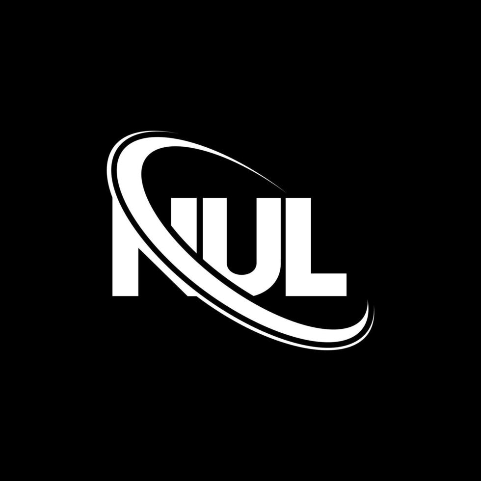 NUL logo. NUL letter. NUL letter logo design. Initials NUL logo linked with circle and uppercase monogram logo. NUL typography for technology, business and real estate brand. vector