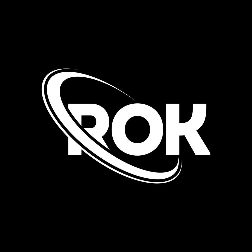 logotipo de rok. letra rok. diseño del logotipo de la letra rok. logotipo de rok de iniciales vinculado con círculo y logotipo de monograma en mayúsculas. tipografía rok para tecnología, negocios y marca inmobiliaria. vector