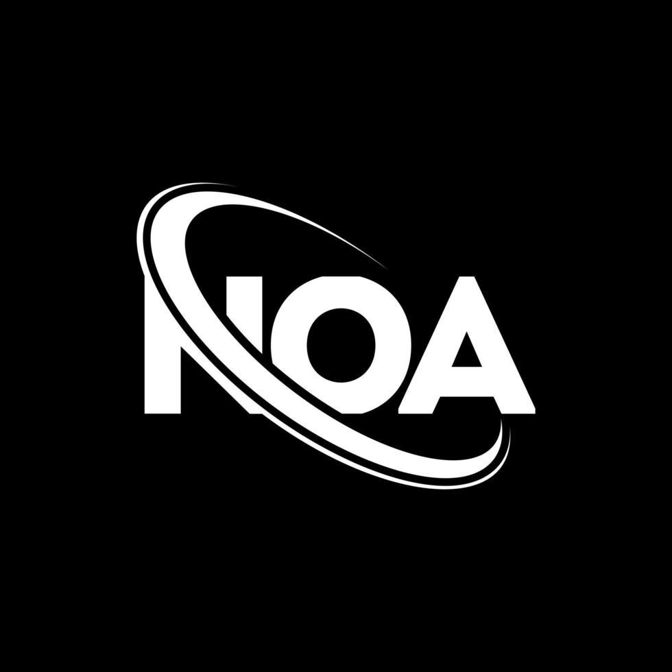 logotipo de noa. carta de noa. diseño del logotipo de la letra noa. logotipo de iniciales noa vinculado con círculo y logotipo de monograma en mayúsculas. tipografía noa para tecnología, negocios y marca inmobiliaria. vector