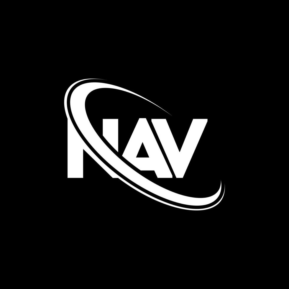 NAV logo. NAV letter. NAV letter logo design. Initials NAV logo linked with circle and uppercase monogram logo. NAV typography for technology, business and real estate brand. vector
