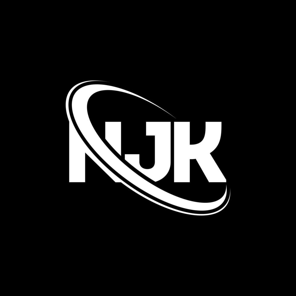 NJK logo. NJK letter. NJK letter logo design. Initials NJK logo linked with circle and uppercase monogram logo. NJK typography for technology, business and real estate brand. vector