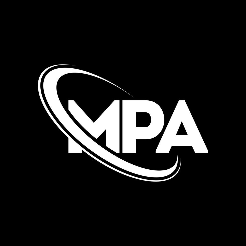 logotipo de mpa. letra mpa. diseño del logotipo de la letra mpa. logotipo de iniciales mpa vinculado con círculo y logotipo de monograma en mayúsculas. tipografía mpa para tecnología, negocios y marca inmobiliaria. vector