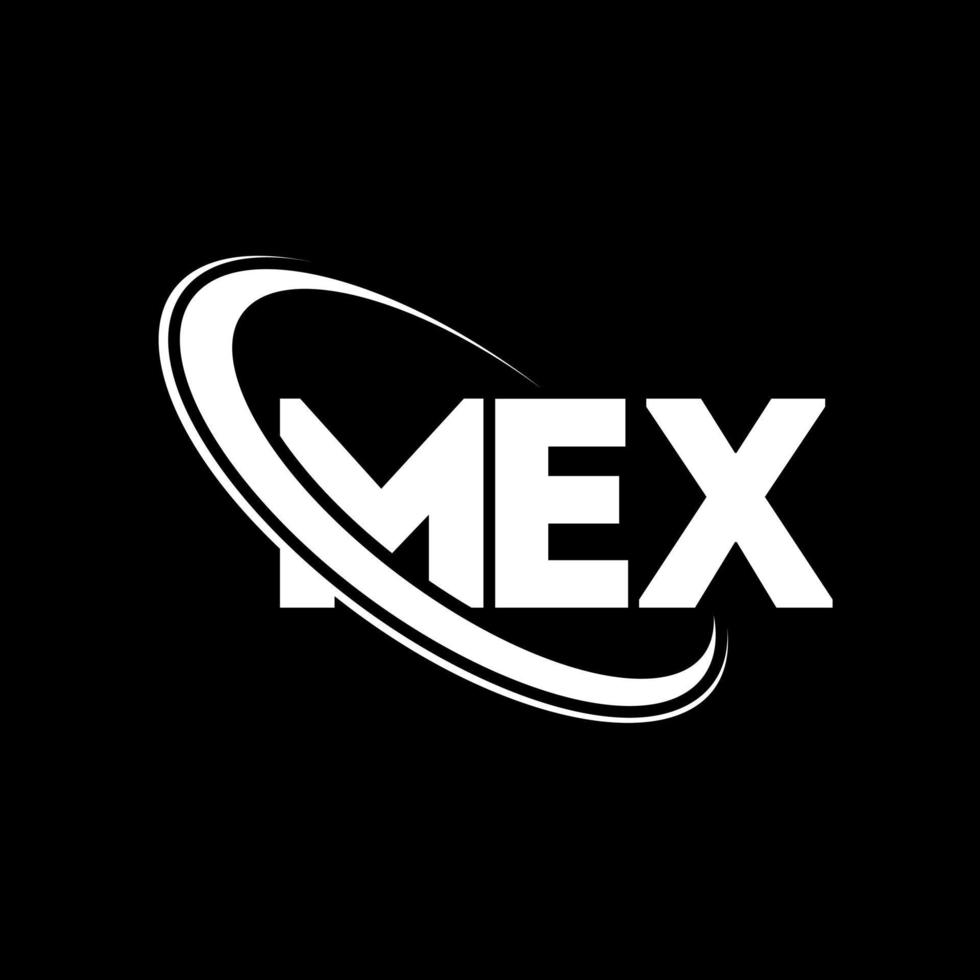 logotipo de México. letra mex. diseño del logotipo de la letra mex. logotipo de iniciales mex vinculado con círculo y logotipo de monograma en mayúsculas. tipografía mex para tecnología, negocios y marca inmobiliaria. vector