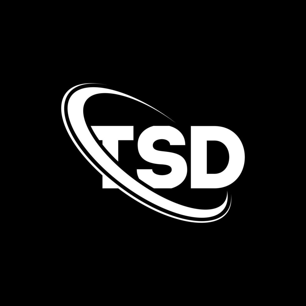 logotipo de tsd. carta tsd. diseño del logotipo de la letra tsd. logotipo de iniciales tsd vinculado con círculo y logotipo de monograma en mayúsculas. tipografía tsd para tecnología, negocios y marca inmobiliaria. vector
