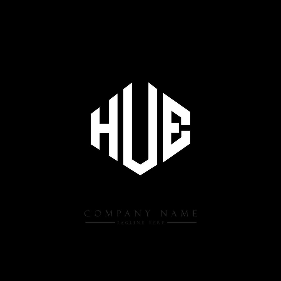 HUE letter logo design with polygon shape. HUE polygon and cube shape logo design. HUE hexagon vector logo template white and black colors. HUE monogram, business and real estate logo.