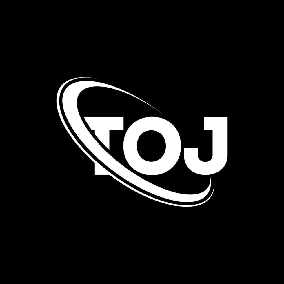 logotipo de toj. carta toj. diseño del logotipo de la letra toj. logotipo de iniciales toj vinculado con círculo y logotipo de monograma en mayúsculas. tipografía toj para tecnología, negocios y marca inmobiliaria. vector