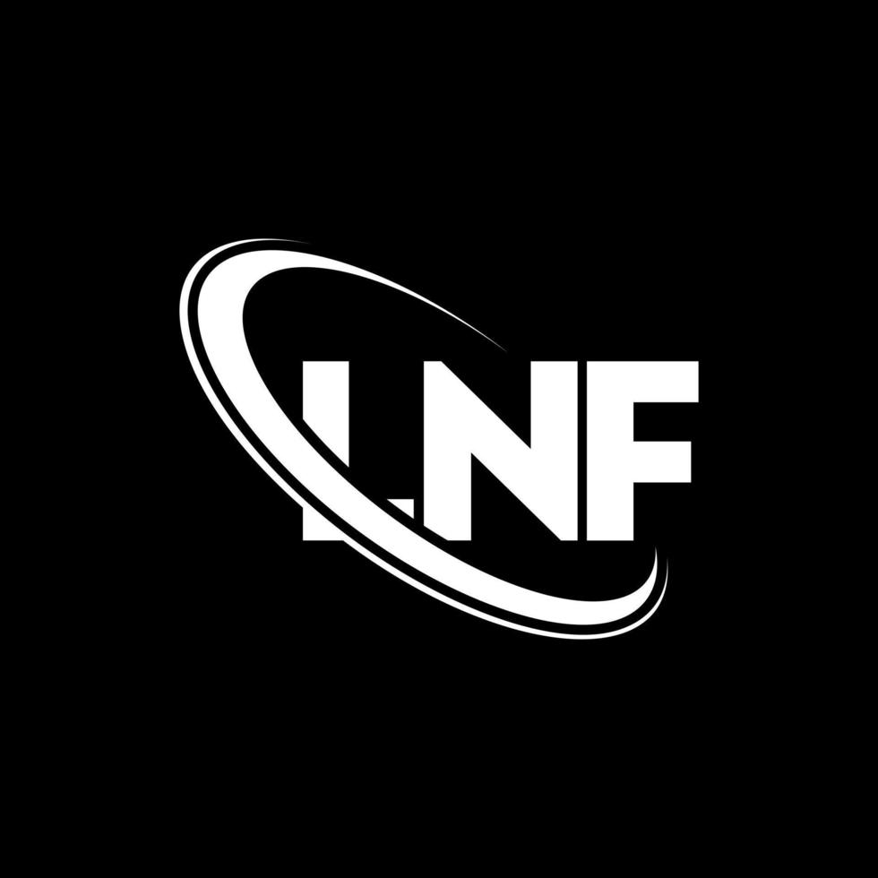 logotipo de lnf. carta lnf. Diseño de logotipo de letra lnf. logotipo de iniciales lnf vinculado con círculo y logotipo de monograma en mayúsculas. Tipografía lnf para tecnología, negocios y marca inmobiliaria. vector