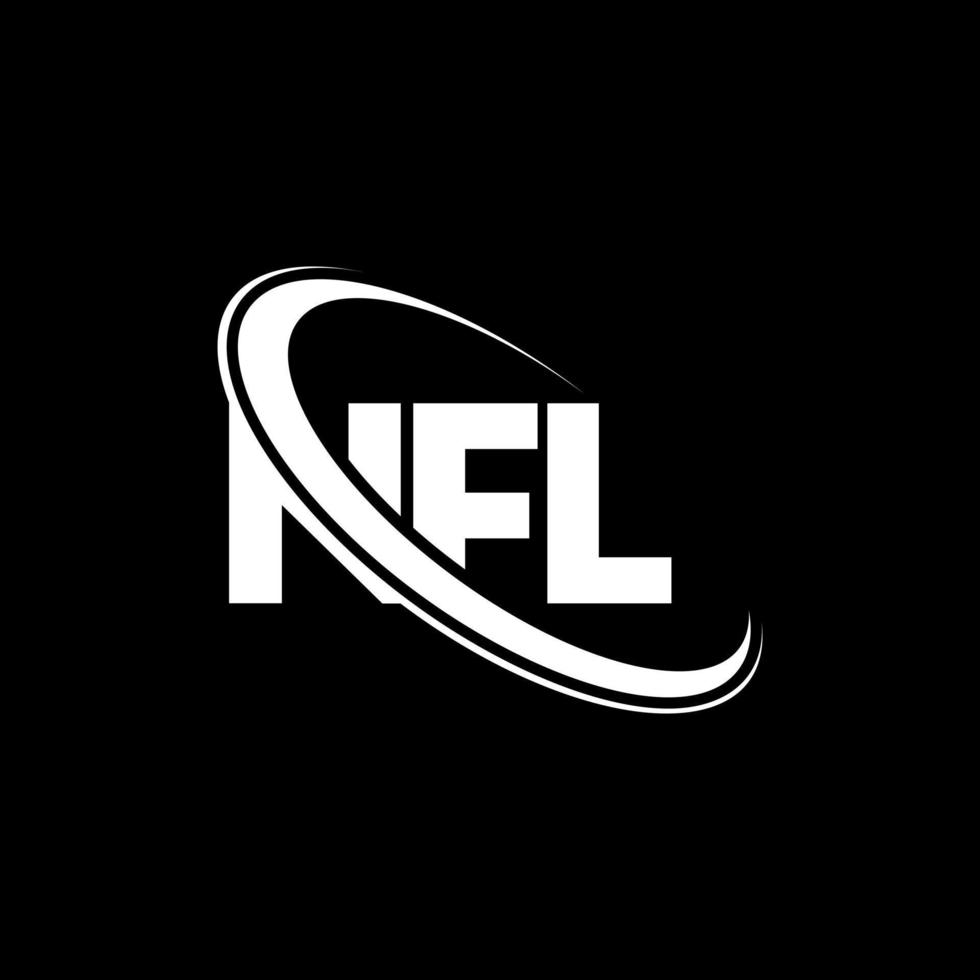 logotipo de la NFL carta de la nfl diseño del logotipo de la letra nfl. logotipo de iniciales nfl vinculado con círculo y logotipo de monograma en mayúsculas. tipografía nfl para tecnología, negocios y marca inmobiliaria. vector