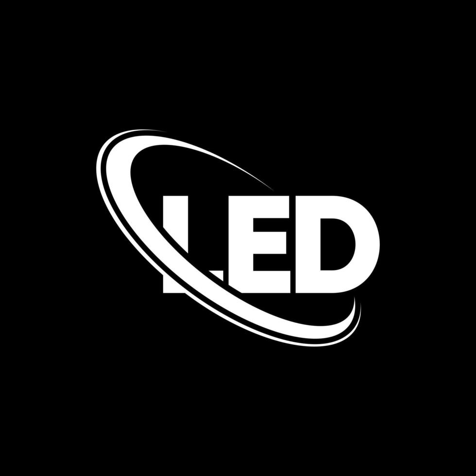 LED logo. LED letter. LED letter logo design. Initials LED logo linked with circle and uppercase monogram logo. LED typography for technology, business and real estate brand. vector