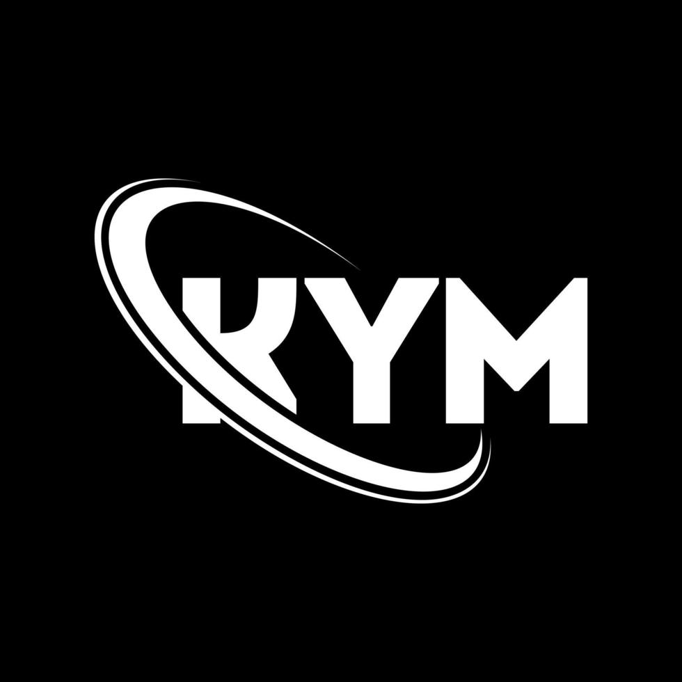 logotipo de kym. letra kym. diseño del logotipo de la letra kym. logotipo de las iniciales kym vinculado con un círculo y un logotipo de monograma en mayúsculas. tipografía kym para tecnología, negocios y marca inmobiliaria. vector