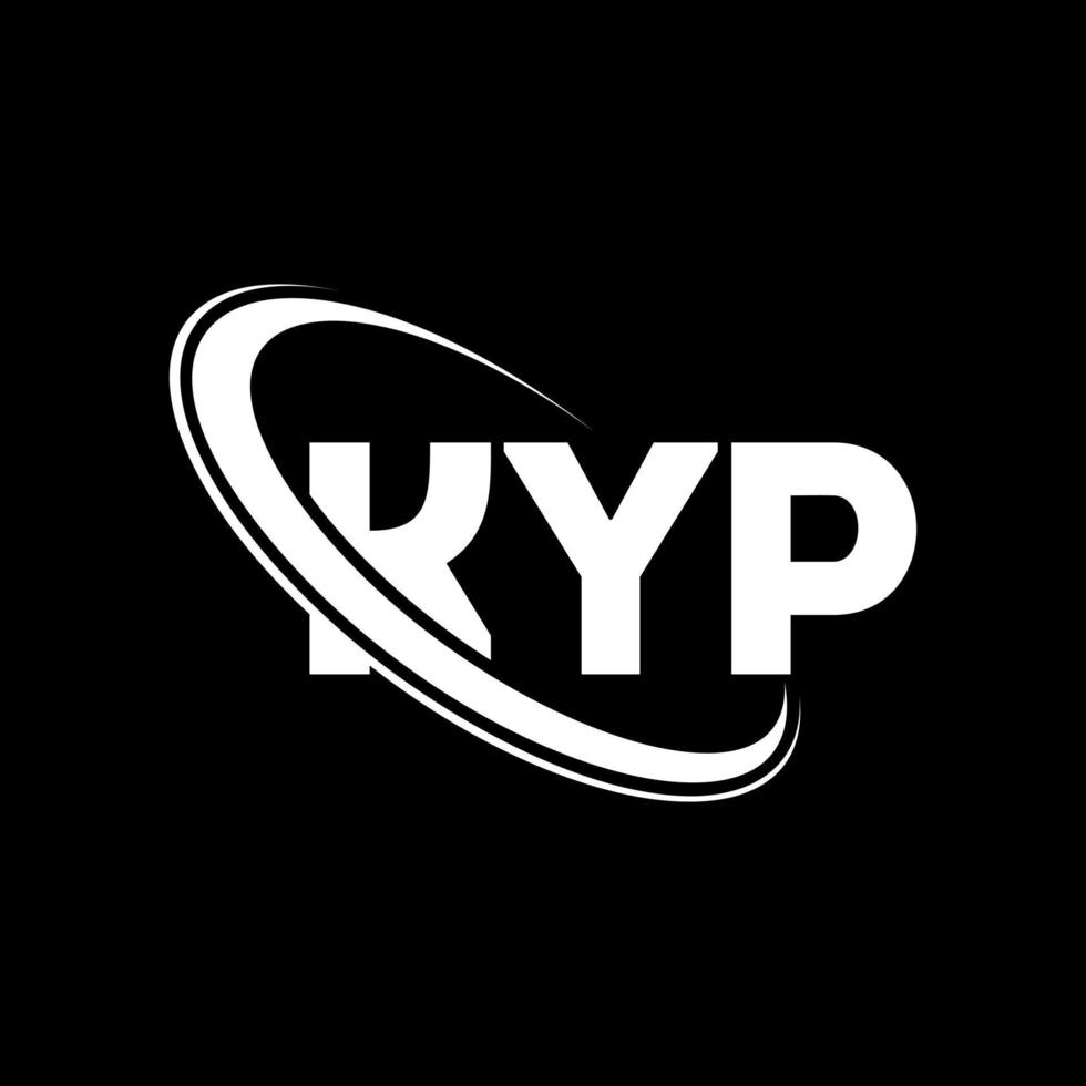 logotipo de kyp. carta de kyp. diseño del logotipo de la letra kyp. Logotipo de las iniciales kyp vinculado con un círculo y un logotipo de monograma en mayúsculas. tipografía kyp para tecnología, negocios y marca inmobiliaria. vector