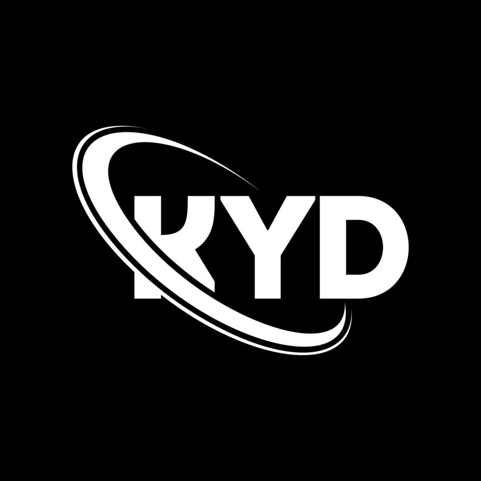 logotipo de kyd. letra kyd. diseño del logotipo de la letra kyd. logotipo de iniciales kyd vinculado con círculo y logotipo de monograma en mayúsculas. tipografía kyd para tecnología, negocios y marca inmobiliaria. vector