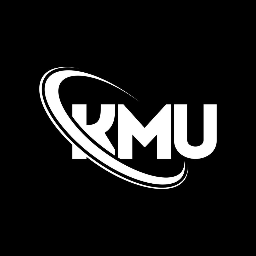 logotipo de kmu. letra kmu. diseño del logotipo de la letra kmu. logotipo de las iniciales kmu vinculado con un círculo y un logotipo de monograma en mayúsculas. tipografía kmu para tecnología, negocios y marca inmobiliaria. vector