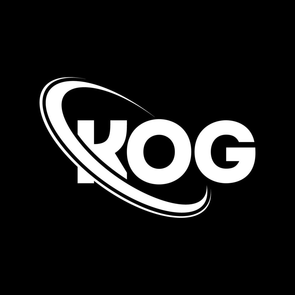 logotipo de kog. carta de kog. diseño del logotipo de la letra kog. logotipo de iniciales kog vinculado con círculo y logotipo de monograma en mayúsculas. tipografía kog para tecnología, negocios y marca inmobiliaria. vector