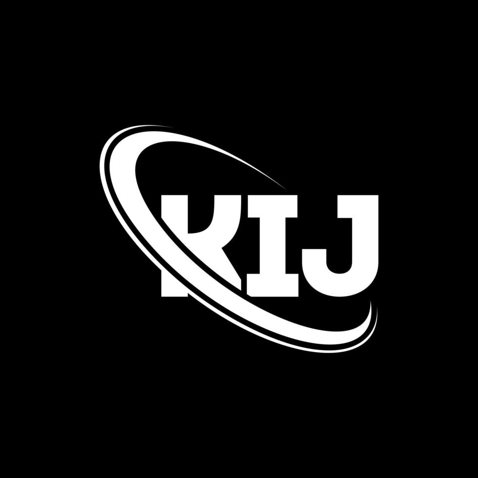 KIJ logo. KIJ letter. KIJ letter logo design. Initials KIJ logo linked with circle and uppercase monogram logo. KIJ typography for technology, business and real estate brand. vector