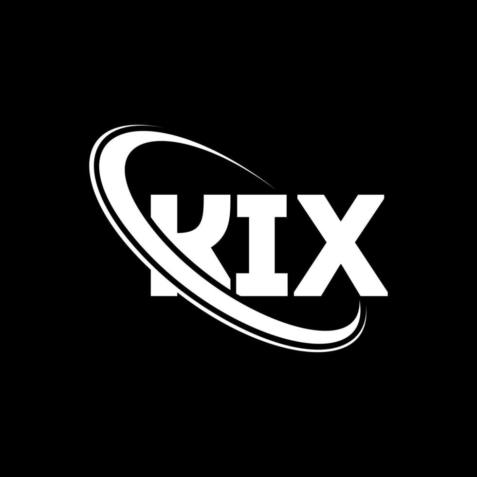 logotipo de kix. letra kix. diseño del logotipo de la letra kix. logotipo de las iniciales kix vinculado con un círculo y un logotipo de monograma en mayúsculas. tipografía kix para tecnología, negocios y marca inmobiliaria. vector