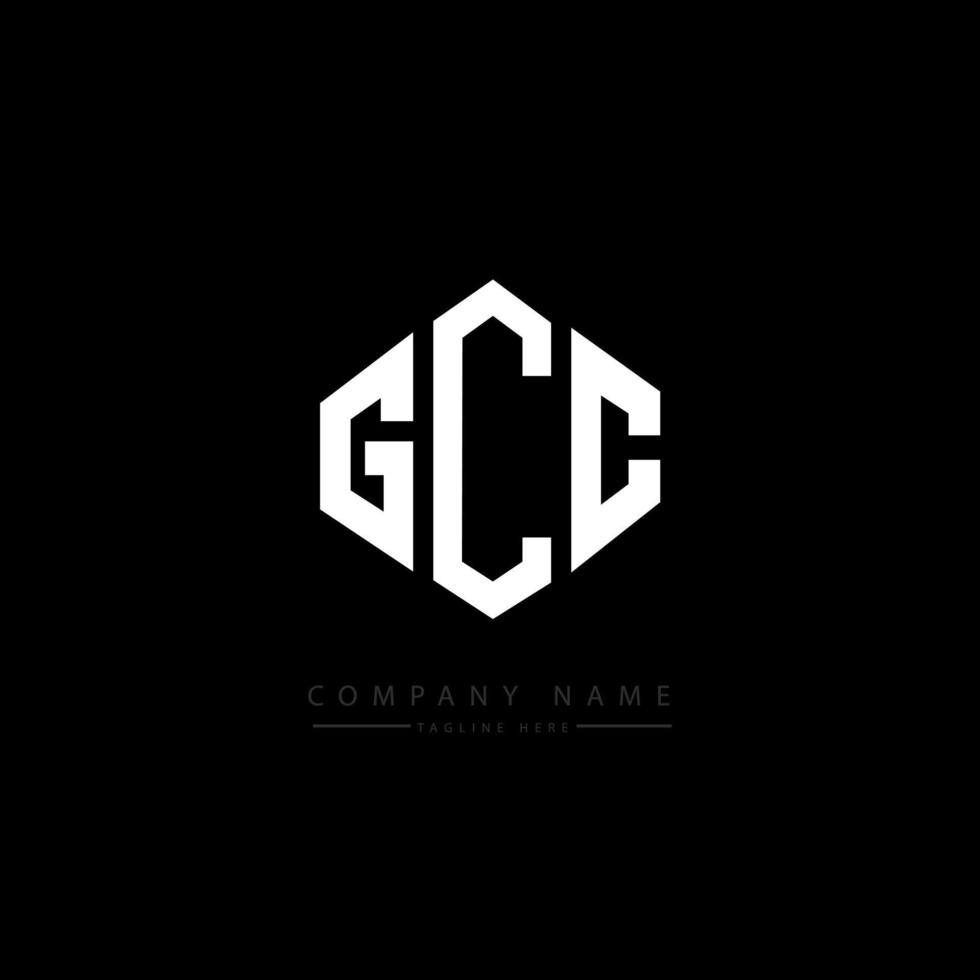 GCC letter logo design with polygon shape. GCC polygon and cube shape logo design. GCC hexagon vector logo template white and black colors. GCC monogram, business and real estate logo.