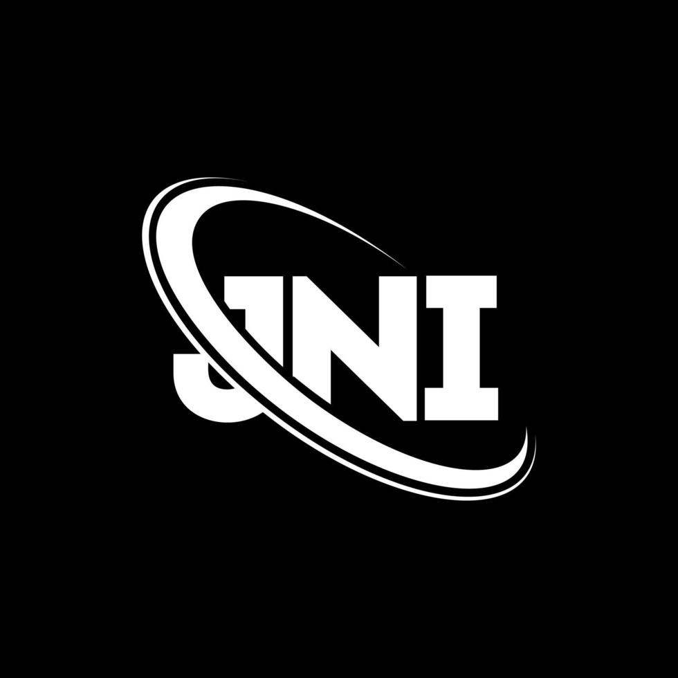 JNI logo. JNI letter. JNI letter logo design. Initials JNI logo linked with circle and uppercase monogram logo. JNI typography for technology, business and real estate brand. vector