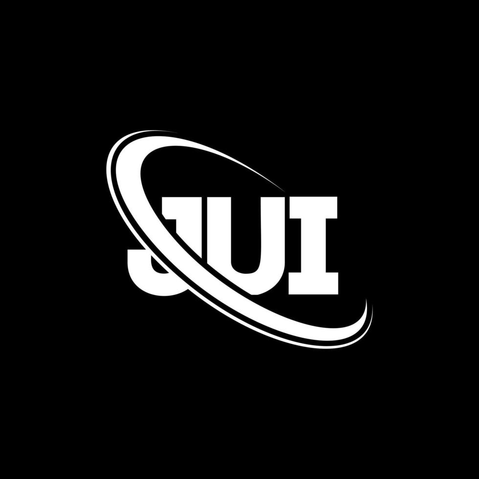logotipo jui. carta jui. diseño del logotipo de la letra jui. logotipo de las iniciales jui vinculado con el círculo y el logotipo del monograma en mayúsculas. tipografía jui para tecnología, negocios y marca inmobiliaria. vector