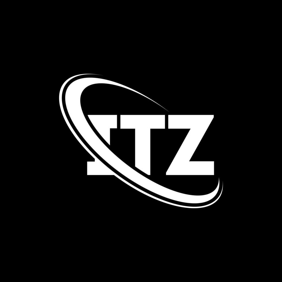 logotipo de itz. letra itz. diseño del logotipo de la letra itz. logotipo de las iniciales itz vinculado con un círculo y un logotipo de monograma en mayúsculas. tipografía itz para tecnología, negocios y marca inmobiliaria. vector