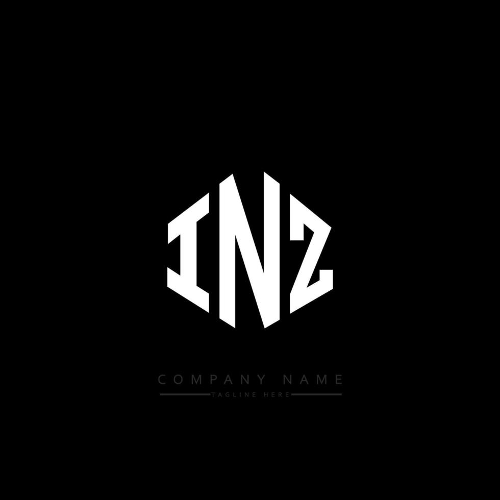 INZ letter logo design with polygon shape. INZ polygon and cube shape logo design. INZ hexagon vector logo template white and black colors. INZ monogram, business and real estate logo.