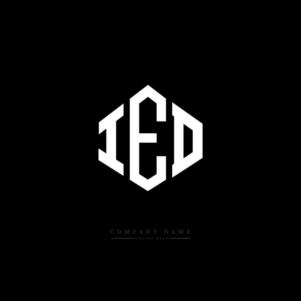 IED letter logo design with polygon shape. IED polygon and cube shape logo design. IED hexagon vector logo template white and black colors. IED monogram, business and real estate logo.