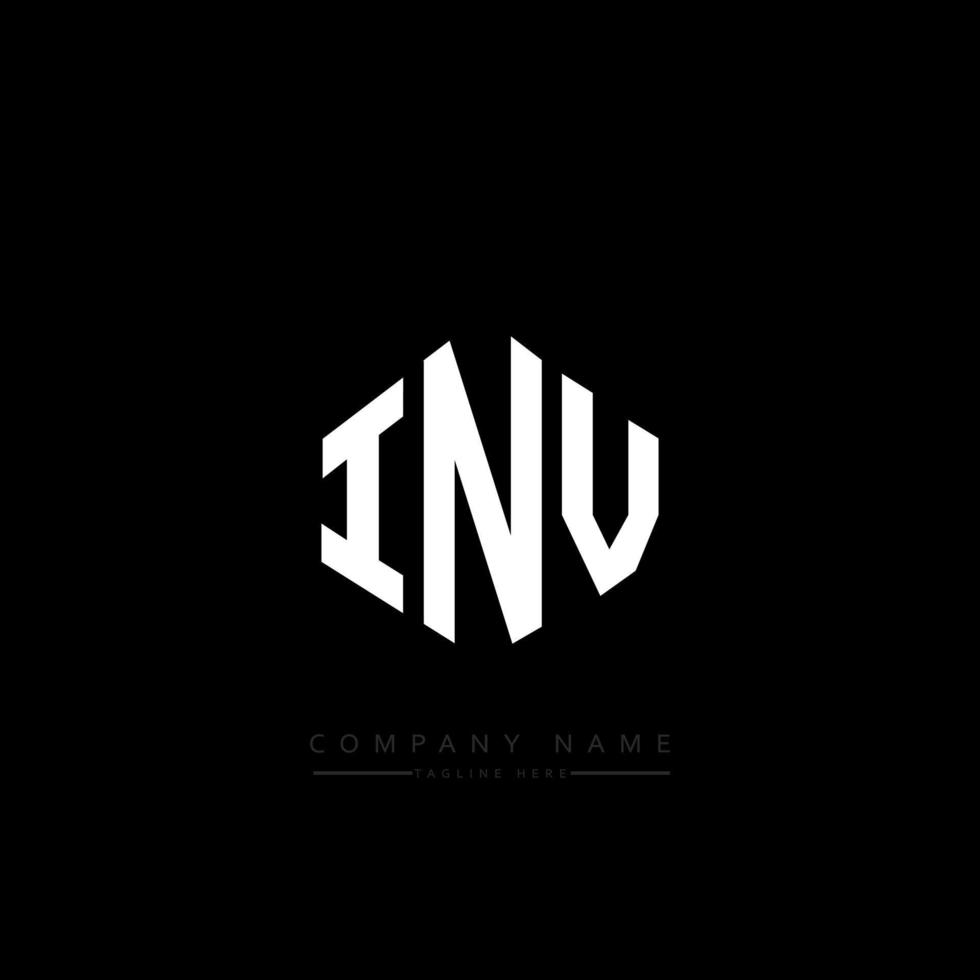 INV letter logo design with polygon shape. INV polygon and cube shape logo design. INV hexagon vector logo template white and black colors. INV monogram, business and real estate logo.