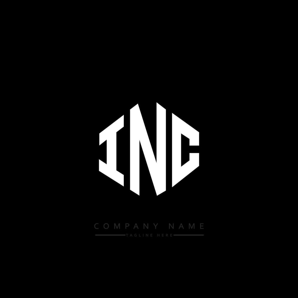 INC letter logo design with polygon shape. INC polygon and cube shape logo design. INC hexagon vector logo template white and black colors. INC monogram, business and real estate logo.