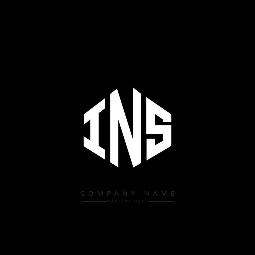 INS letter logo design with polygon shape. INS polygon and cube shape logo design. INS hexagon vector logo template white and black colors. INS monogram, business and real estate logo.