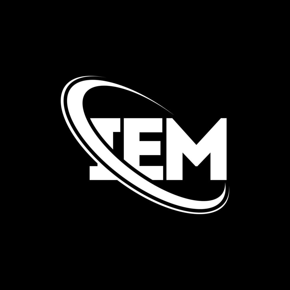 logotipo de iem. iem carta. diseño del logotipo de la letra iem. logotipo de las iniciales iem vinculado con el círculo y el logotipo del monograma en mayúsculas. tipografía iem para tecnología, negocios y marca inmobiliaria. vector