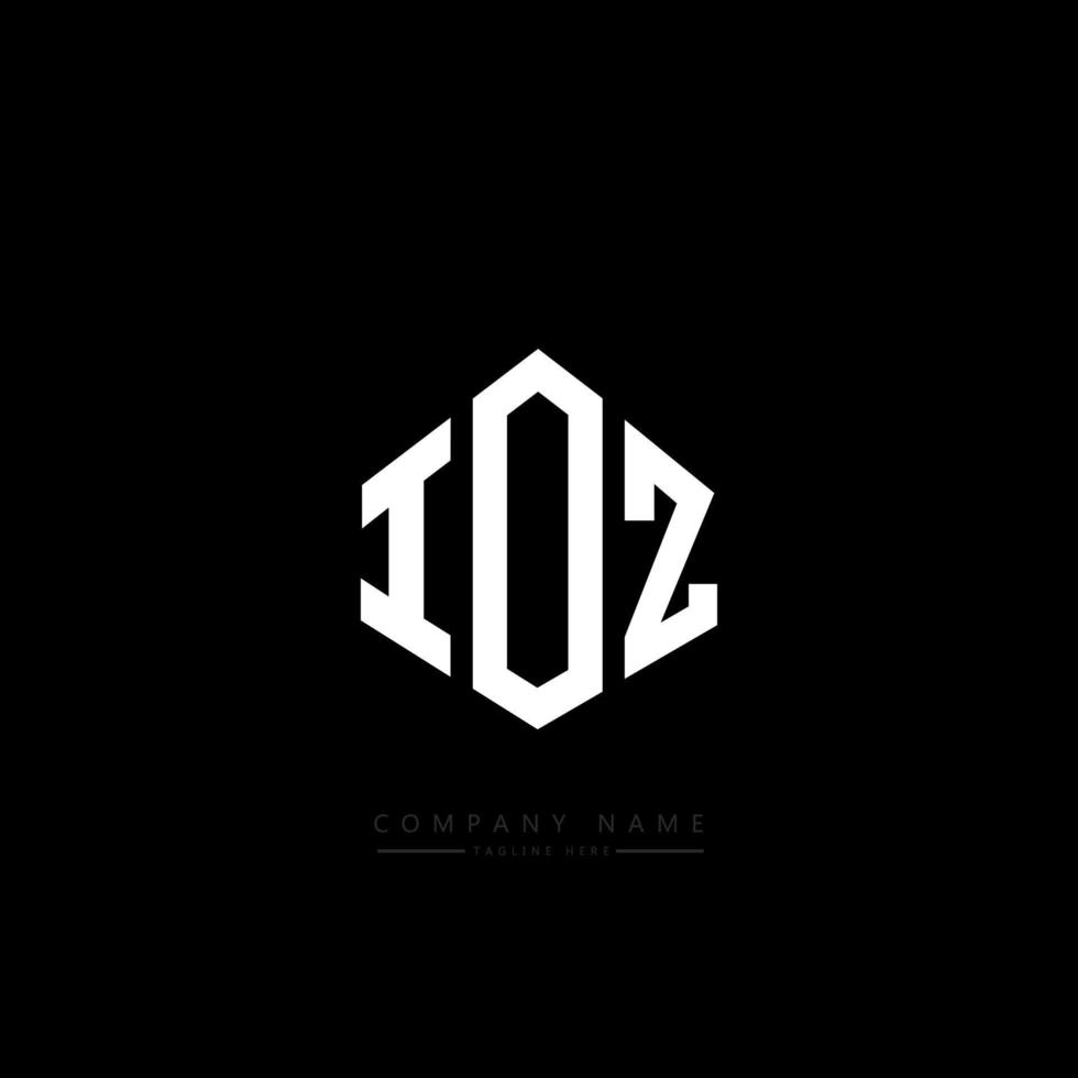 IOZ letter logo design with polygon shape. IOZ polygon and cube shape logo design. IOZ hexagon vector logo template white and black colors. IOZ monogram, business and real estate logo.