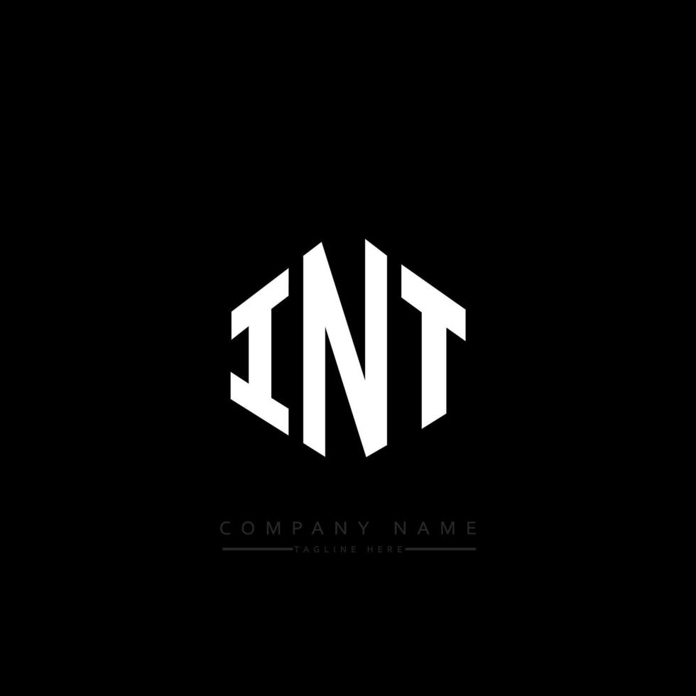 INT letter logo design with polygon shape. INT polygon and cube shape logo design. INT hexagon vector logo template white and black colors. INT monogram, business and real estate logo.