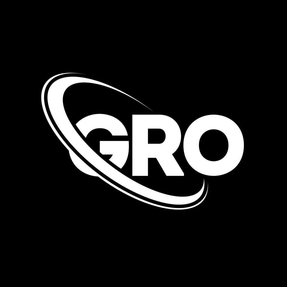 logotipo de Gro. letra grande. diseño del logotipo de la letra gro. Logotipo de iniciales gro vinculado con círculo y logotipo de monograma en mayúsculas. tipografía gro para tecnología, negocios y marca inmobiliaria. vector