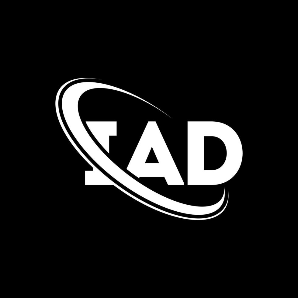 logotipo de iad. carta iad. diseño del logotipo de la letra iad. logotipo de iniciales iad vinculado con círculo y logotipo de monograma en mayúsculas. tipografía iad para tecnología, negocios y marca inmobiliaria. vector