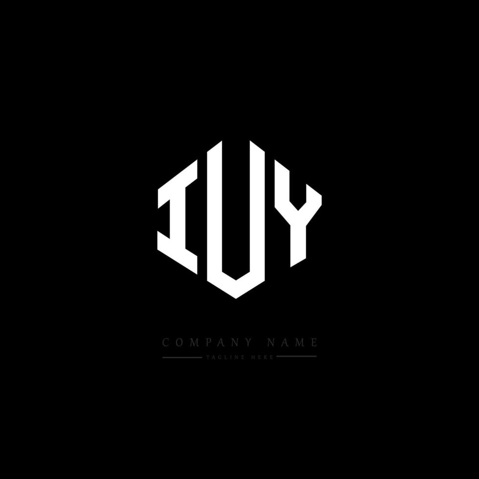 IUY letter logo design with polygon shape. IUY polygon and cube shape logo design. IUY hexagon vector logo template white and black colors. IUY monogram, business and real estate logo.