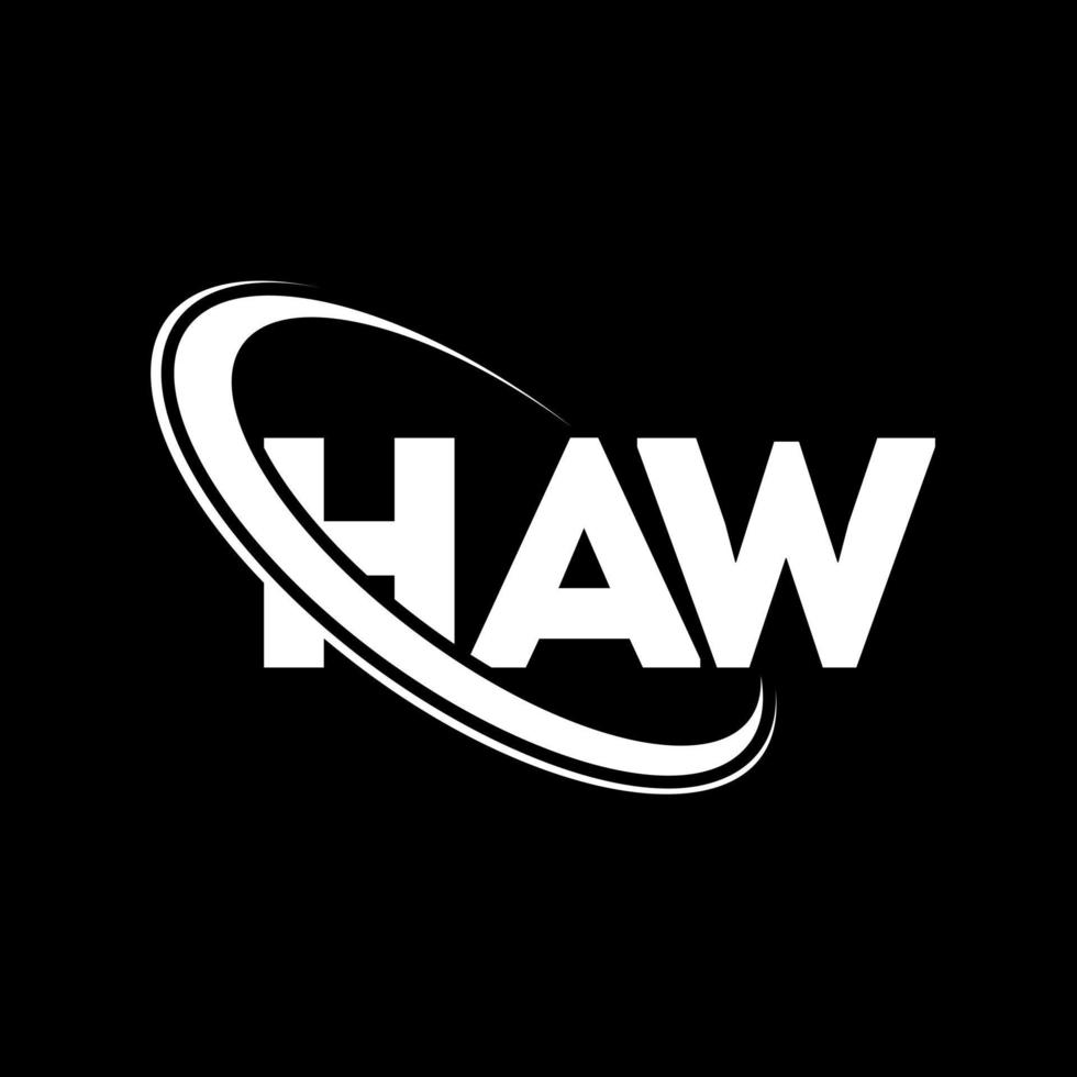 logotipo de haw. que letra. diseño del logotipo de la letra haw. logotipo de iniciales haw vinculado con círculo y logotipo de monograma en mayúsculas. tipografía haw para tecnología, negocios y marca inmobiliaria. vector