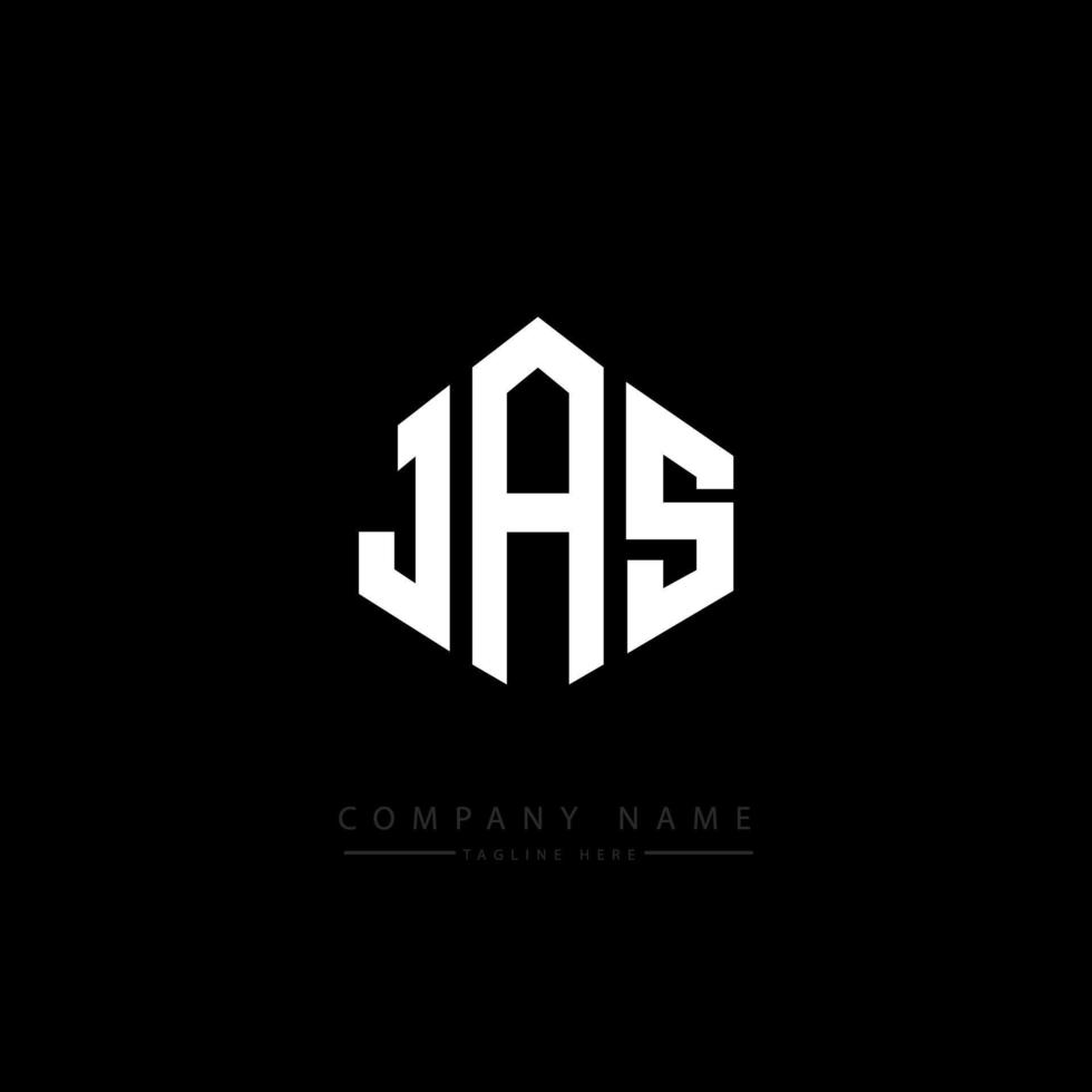 JAS letter logo design with polygon shape. JAS polygon and cube shape logo design. JAS hexagon vector logo template white and black colors. JAS monogram, business and real estate logo.