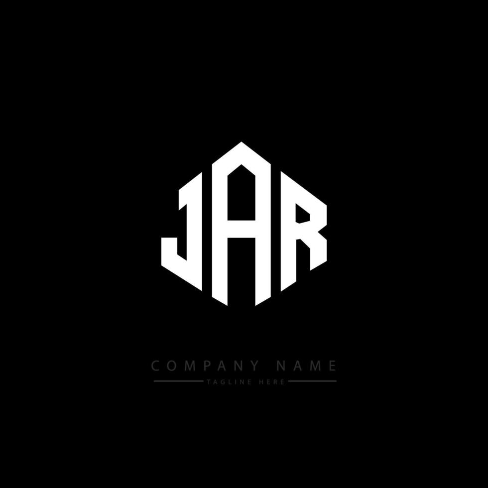 JAR letter logo design with polygon shape. JAR polygon and cube shape logo design. JAR hexagon vector logo template white and black colors. JAR monogram, business and real estate logo.