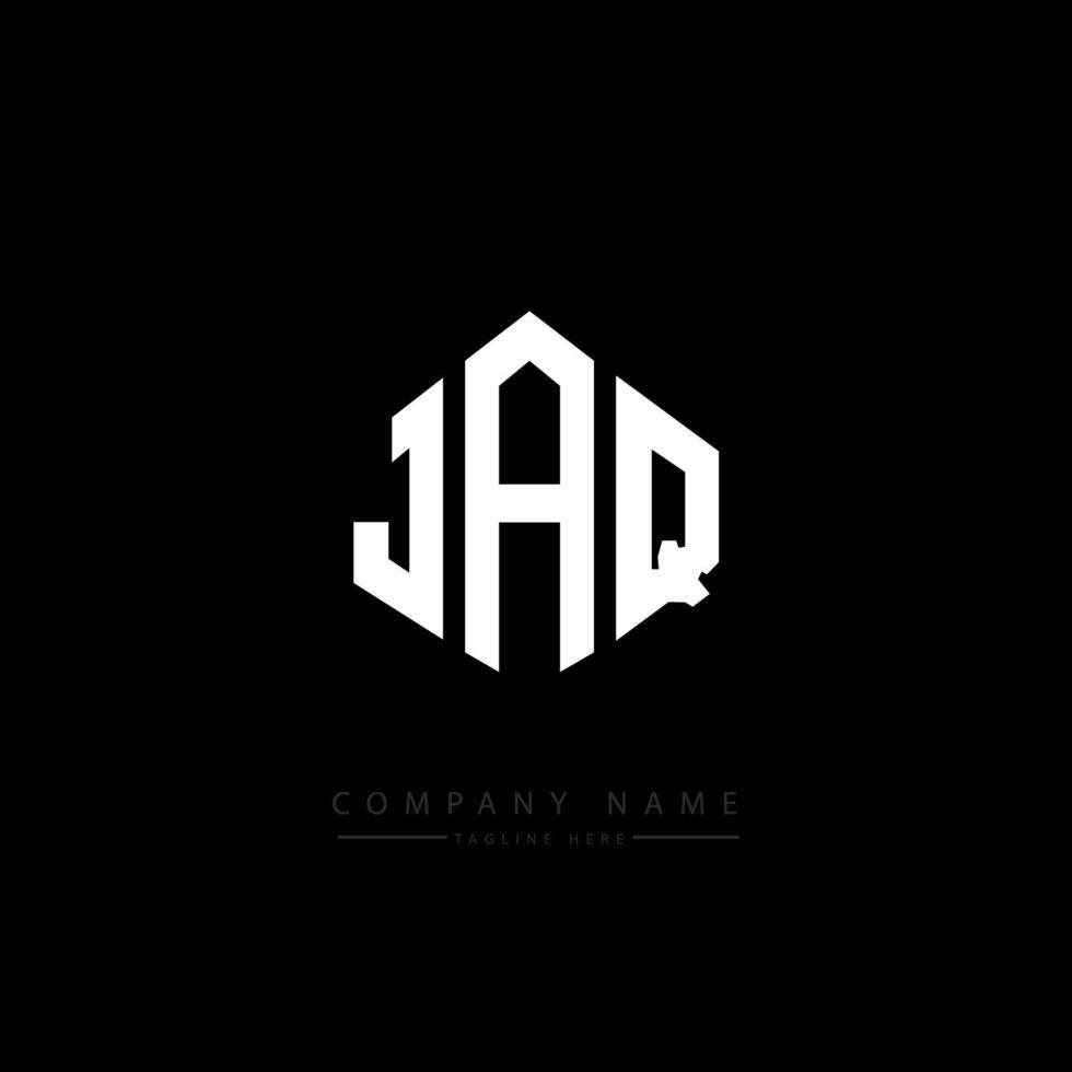 JAQ letter logo design with polygon shape. JAQ polygon and cube shape logo design. JAQ hexagon vector logo template white and black colors. JAQ monogram, business and real estate logo.