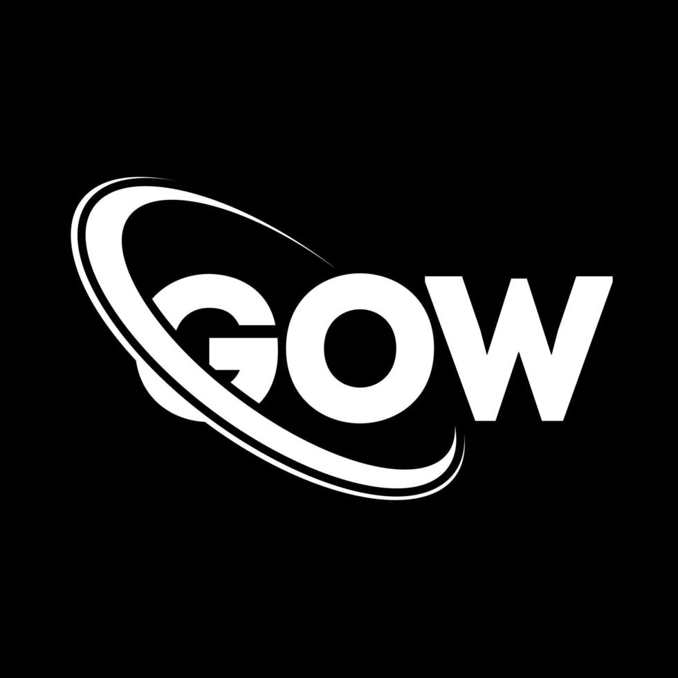 logotipo de guau. vaya carta. diseño del logotipo de la letra gow. iniciales del logotipo de gow vinculado con un círculo y un logotipo de monograma en mayúsculas. tipografía gow para tecnología, negocios y marca inmobiliaria. vector