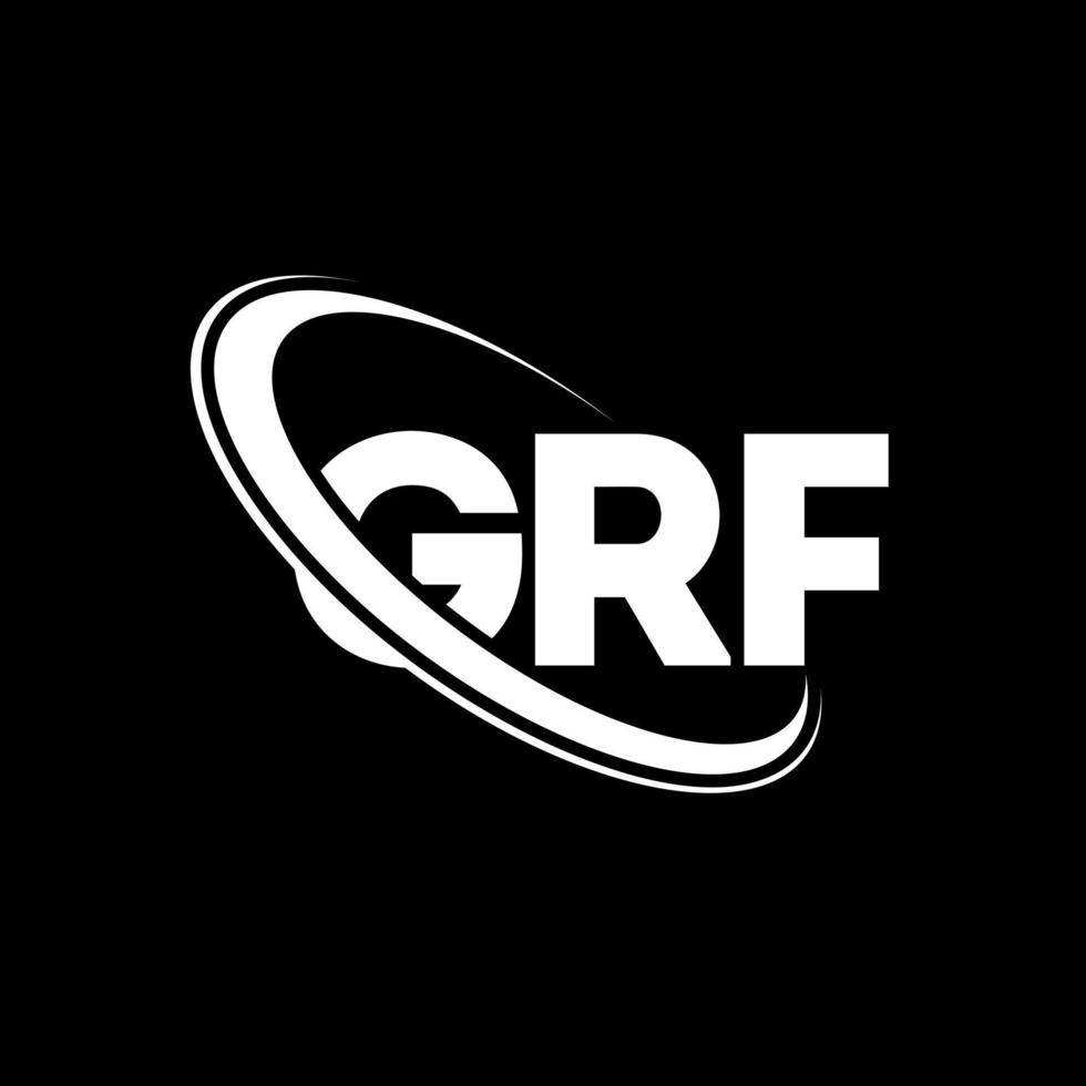 logotipo grf. letra grf. diseño de logotipo de letra grf. logotipo de iniciales grf vinculado con círculo y logotipo de monograma en mayúsculas. tipografía grf para tecnología, negocios y marca inmobiliaria. vector