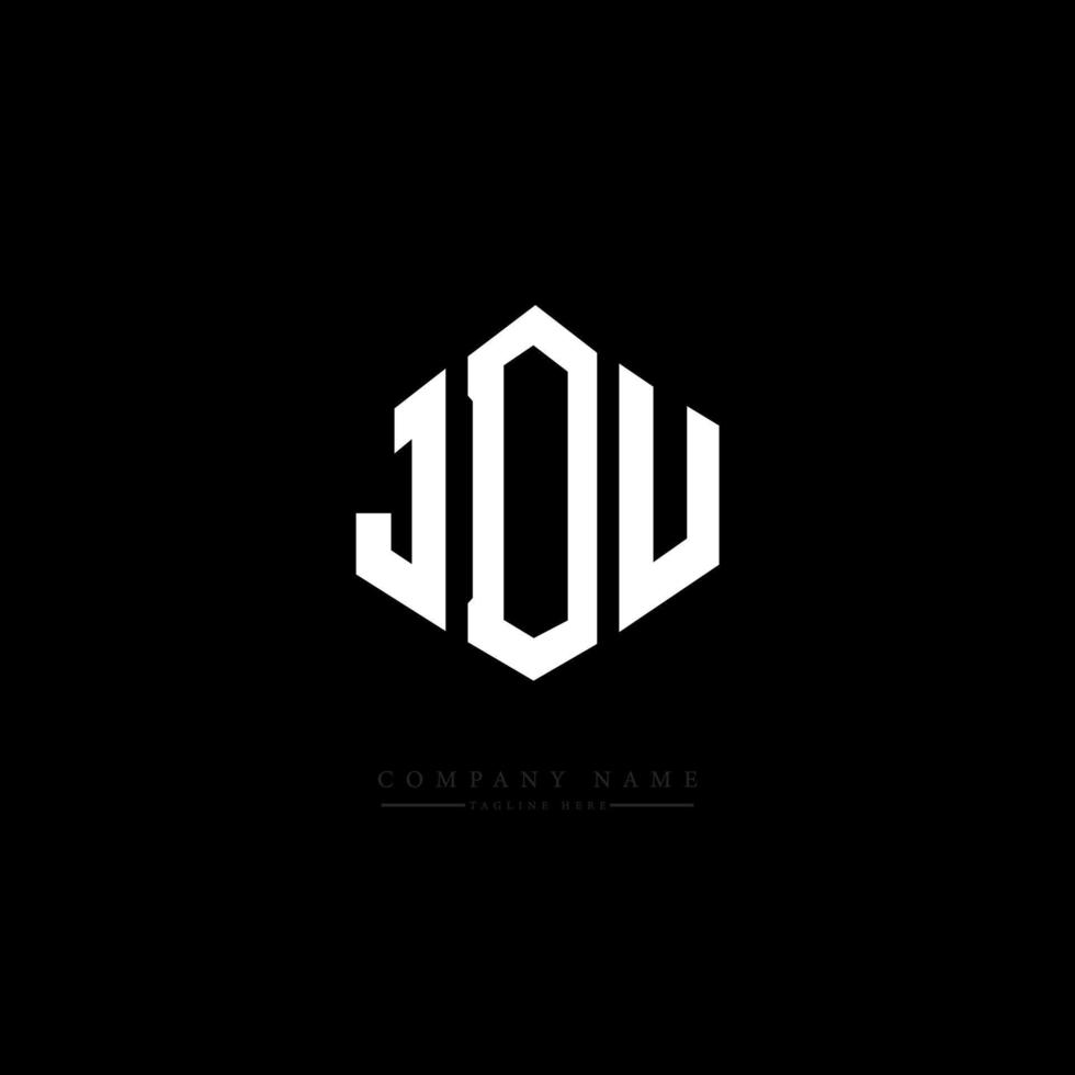 JDU letter logo design with polygon shape. JDU polygon and cube shape logo design. JDU hexagon vector logo template white and black colors. JDU monogram, business and real estate logo.