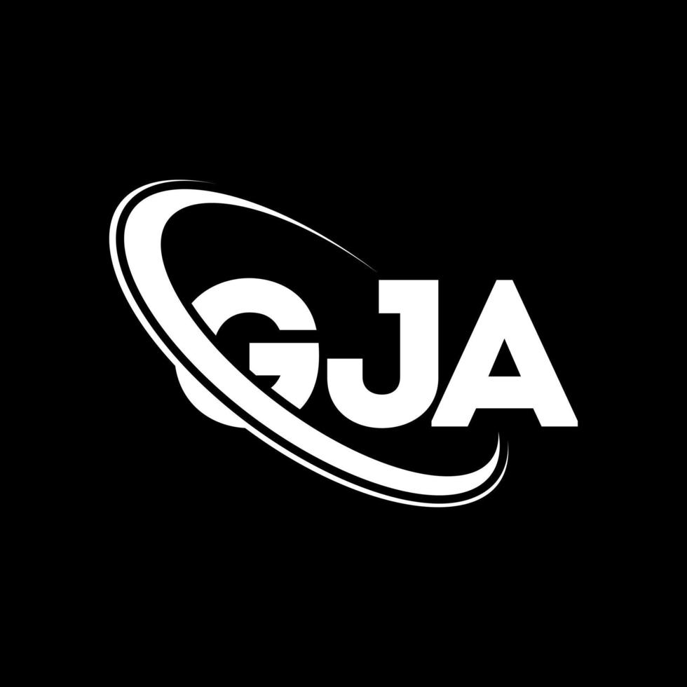 logotipo de gja. carta gja. diseño del logotipo de la letra gja. logotipo de las iniciales gja vinculado con un círculo y un logotipo de monograma en mayúsculas. tipografía gja para tecnología, negocios y marca inmobiliaria. vector